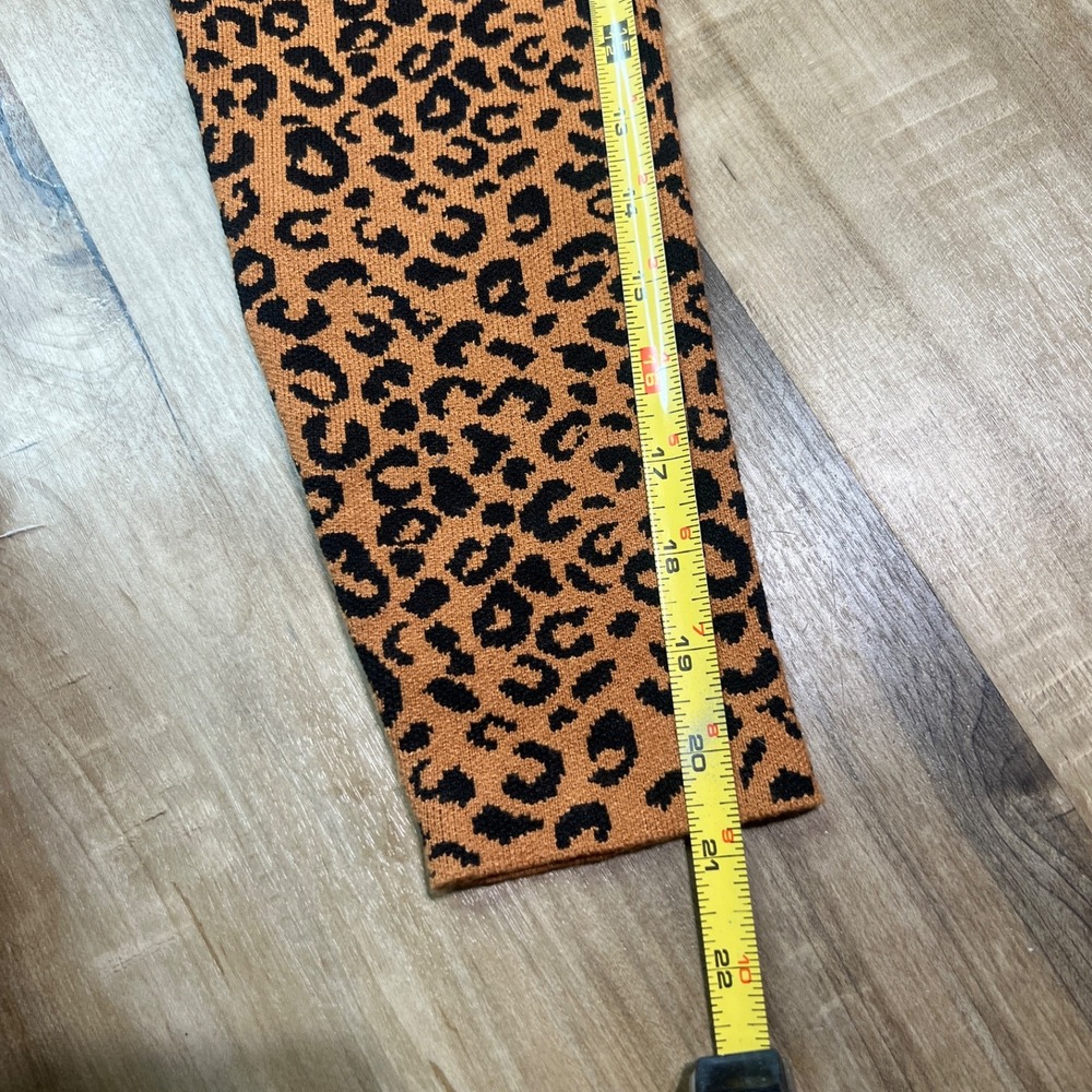 Women's Leopard Print Mock Neck Sweater Tan Brown Soft Knit Pullover Cozy‎ Fall - Picture 5 of 12